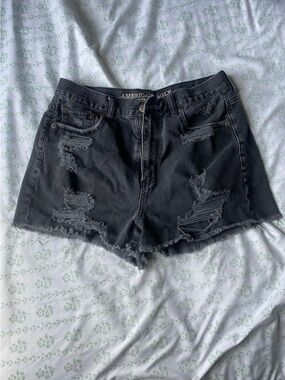 American Eagle Outfitters Black Distressed Cutoff Jean Shorts